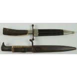 Imperial German Trench knives of The Great War. 1) A knife pattern bayonet with horn grips. S/