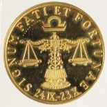 Gold Medallion featuring astrological signs, late 20thC marked .900, d.32m, 17.5g, EF, light contact