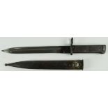 Bayonet: An Imperial German Model 88/98 Ersatz bayonet. All steel construction. Good fullered