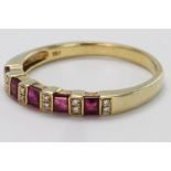 18ct Gold Ruby and Diamond Ring size U weight 3.6g