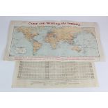 Cable and Wireless large coloured world map 57.5 x 29.5cm of Imperial and other cable and wireless