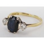 18ct Gold Sapphire and Diamond Ring size M weight 2.9g