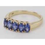 9ct Gold Sapphire set Ring size N weight 2.7g