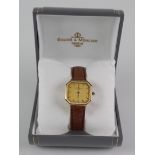 Gents Baume & Mercier 18ct cased "Classima" wristwatch circa 1980/81. The gilt hexagonal dial (