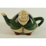 Wileman Shelley Intarsio teapot - no 363131 Representing Paul Kruger, minor chips and hairline to