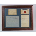Royalty interest. Framed & glazed display, comprising an envelope addressed to the Landlord of the