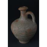 Ancient Roman (ca. 100 - 200 AD) legionary wine flagon with handle; nice details.