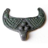 Medieval Period, Viking (ca. 900 - 1100 AD) bronze lunar / moor crescent pendant with elaborate