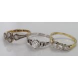 Assortment 18ct gold Diamond set Rings, total weight 6.5g