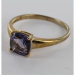 9ct Gold QVC Amethyst set Ring size T weight 2.3g