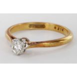 18ct Gold/Plat Solitaire Diamond Ring 0.25ct weight size N weight 3.0g