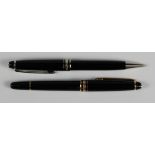 Two Montblanc Pens, comprising Meisterstuck black & gold fountain pen, personalised with initials to