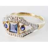 9ct gold Sapphire and Diamond Ring size N weight 2.6g