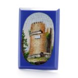 Micromosaic depicting castle ruins, circa 19th century, total size 25mm x 36mm approx.