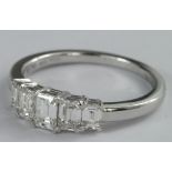 18ct white gold 5 stone baguette Diamond set Ring size L weight 3.0g