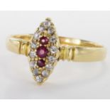 18ct Gold Ruby and Diamond Ring size O weight 3.3g