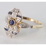 9ct gold Diamond and sapphire ring, size O, weight 2.7g