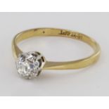 18ct/Plat Diamond Solitaire Ring stone 0.50ct weight approx size O weight 2.4g