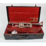 French Autocrat trumpet, contained in carrying case