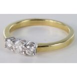 18ct gold 3 stone Diamond Ring size O approx 0.50ct weight, weight 3.2g