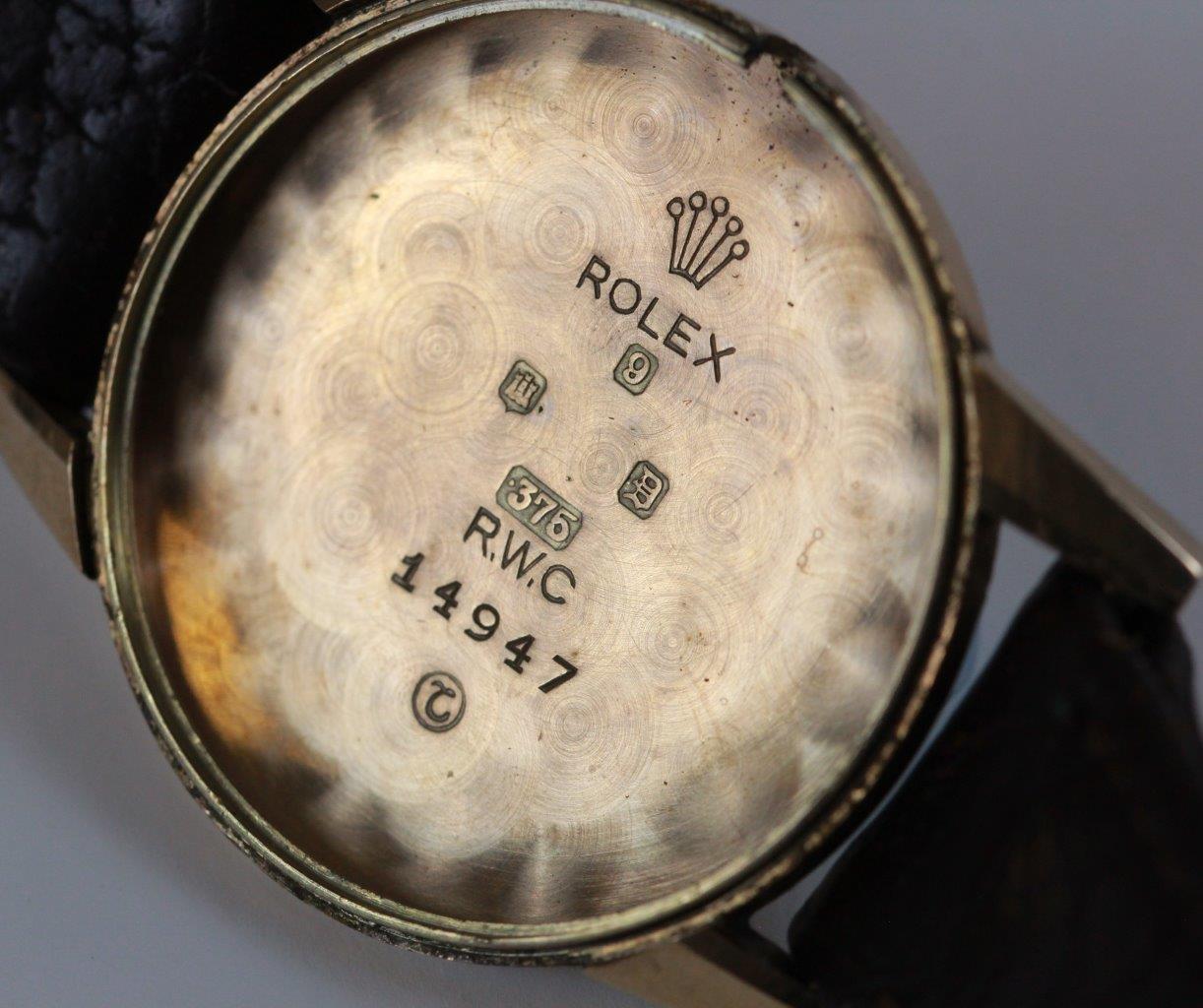 Gents 9ct cased Rolex wristwatch, the case hallmarked Edinburgh 1959. The cream dial with gilt baton - Image 2 of 5
