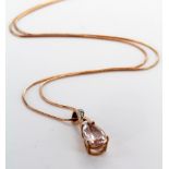 9ct Rose Gold Teardrop style pendant on a 18 inch chain weight 3.0g