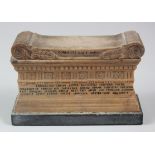 Grand Tour interest. A marble casket with lid depicting the tomb of Lucius Cornelius Scipio, mounted