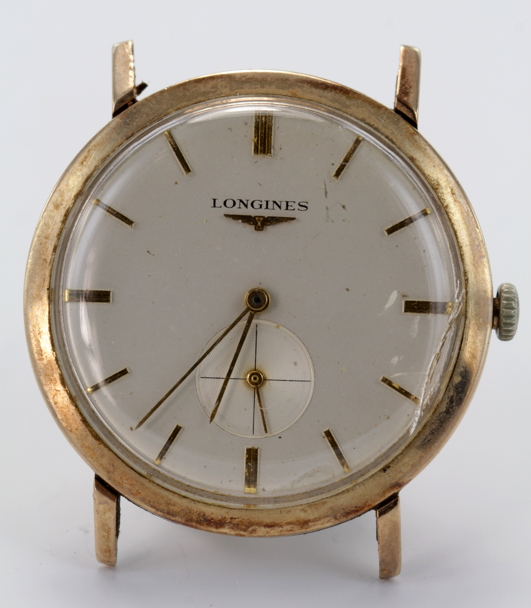 9ct gold cased gents Longines wristwatch (hallmarked London 1962), the champagne dial, with baton