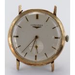 9ct gold cased gents Longines wristwatch (hallmarked London 1962), the champagne dial, with baton