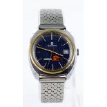 Gents Husqvarna automatic wristwatch, the signed blue dial with gilt baton markers and date aperture