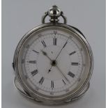 Silver open face pocket watch, stamped '0.935', Roman numerals to dial, diameter 57mm approx. (