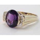 9ct Gold Amethyst/CZ Ring size N weight 4.5g