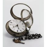 George III pair cased pocket watch, the inner case hallmarked London 1806 and outer case in poor