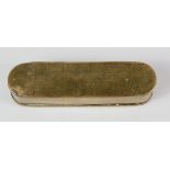 Dutch brass tobacco tin with engraved decoration, circa 18th century, length 17.7cm approx.