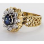 18ct Gold Sapphire and Diamond Ring size R weight 5.7g