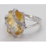 10ct white gold Citrine set Ring size R weight 4.7g