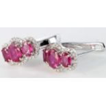 18ct white gold Ruby and Diamond Earrings weight 4.0g