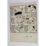 Artwork. An original pen, ink and blue crayon, Comedy Cartoon, by Roy Ullyett, for the Boxing