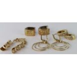 Four pairs of ladies 14ct earrings. Total weight approx 14.9g