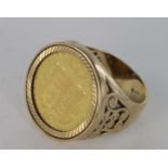 Victorian half sovereign dated 1853 in a 9ct ring size S weight 11.3g