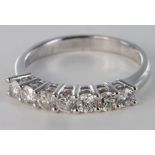 18ct white gold Ring set with seven Diamonds size K 0.50ct weight, weight 3.1g
