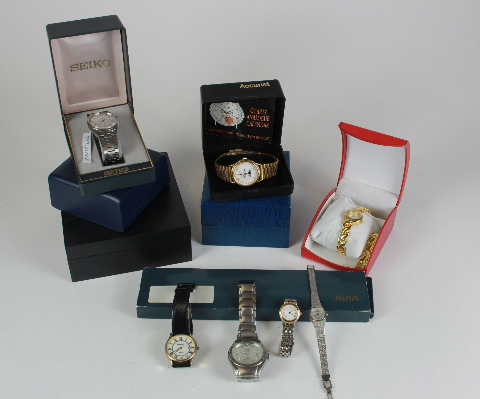 Collection of Quartz wristwatches to include Timex, Accurist, Vialli etc. A few in original boxes