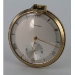 9ct Gold pocket watch, by Garrard, marked '9 .375', engraved inscription to reverse, diameter (