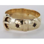 9ct Gold Gents Buckle Ring set with Garnets size Z+1 weight 7.1g
