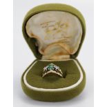 18ct Gold Emerald and Diamond Ring size M weight 5.6g