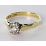 18ct Gold/Plat. Solitaire Diamond Ring approx 0.25ct weight size M weight 3.2g