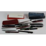 Pens. A collection of approximately twenty-five fountain pens, ballpoint pens, etc., makers