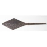 Medieval Period (ca. 900 - 1100 AD) iron arrowhead; large size and very fine details.