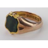 9ct Gold Bloodstone set Signet Ring size R weight 7.4g