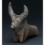 Ancient Indus Valley (ca. 3000 - 2200 BC) terracotta painted zebu bull; nice details